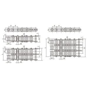 Rullekjede i B-serien med rette sideplater