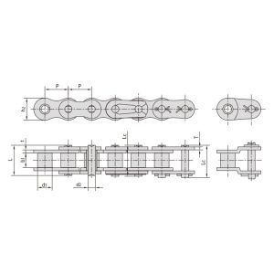 høyfast, kraftig rullkjede med kort deling