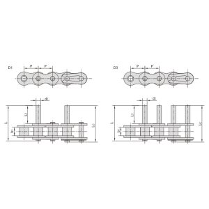 korttrinns transportkjede med forlenget