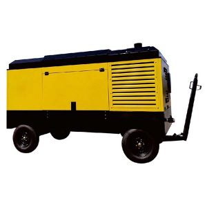 Dieseldrevet roterende skruekompressor på hjul